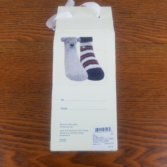 Tucker Tate Crew Socks Bear Cozy Butter 2 Pair M/L - Picture 4 of 6